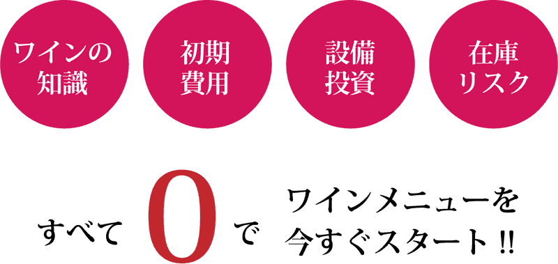 在庫リスク・設備投資・初期費用・ワインの知識すべて0でワインメニューを今すぐスタート!!